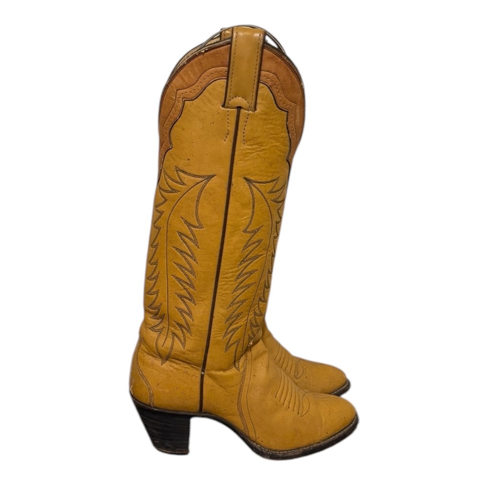 Yellow Western Leather Boots